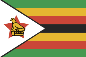 Zimbabwe flag med stjerne og fugl